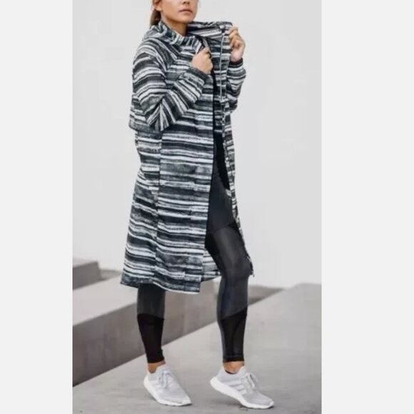 Lululemon The Lab Assemblage Shell Jacket 8 Long Raincoat Stripe Coat Activewear - Picture 1 of 12